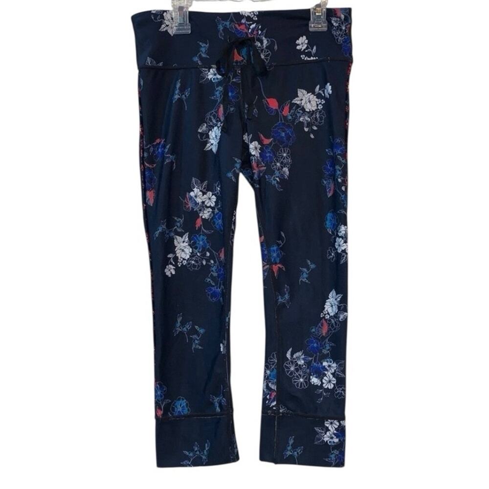 GapFit‎ Floral Leggings Womens Small Navy Cropped Athletic Yoga Pants